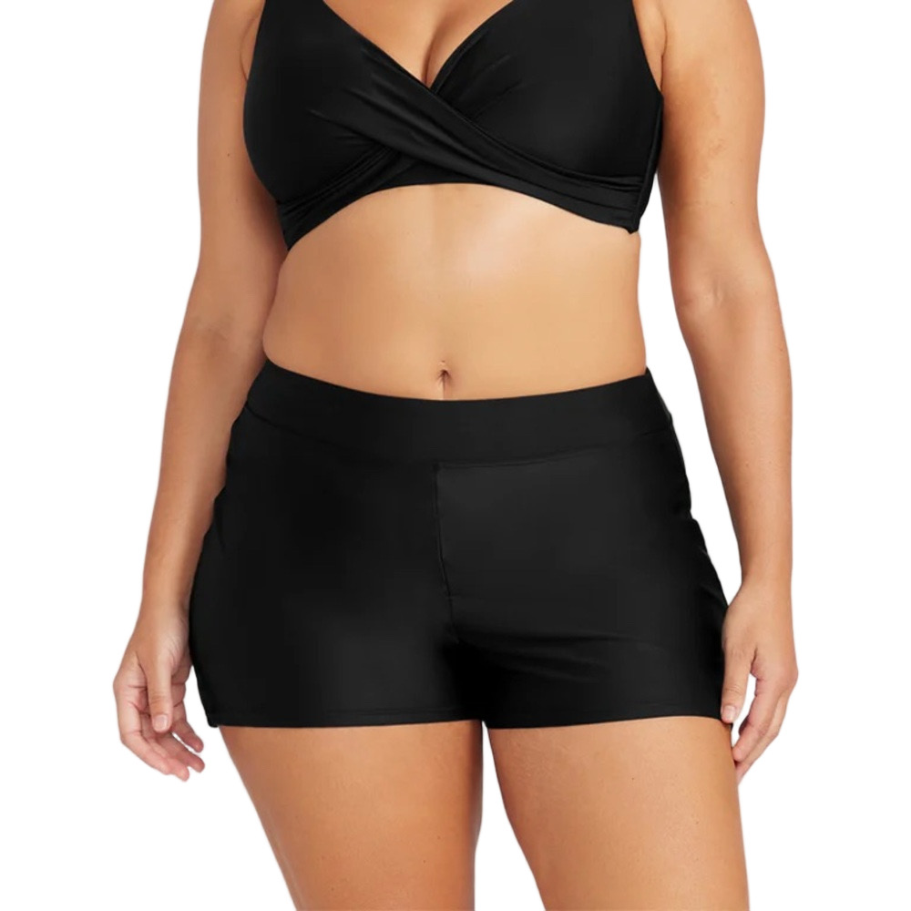 Artesands Black Hues Delacroix Nylon Swim Shorts Plus Size 20+ Mid Rise
